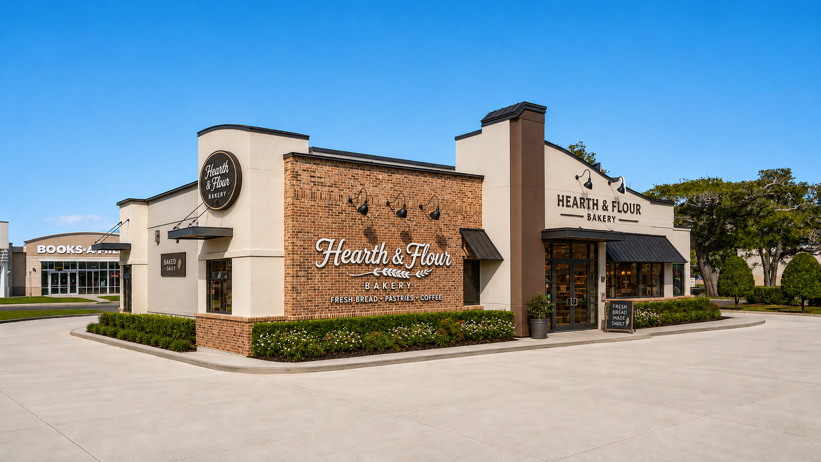 The same building staged as a neighbourhood bakery
