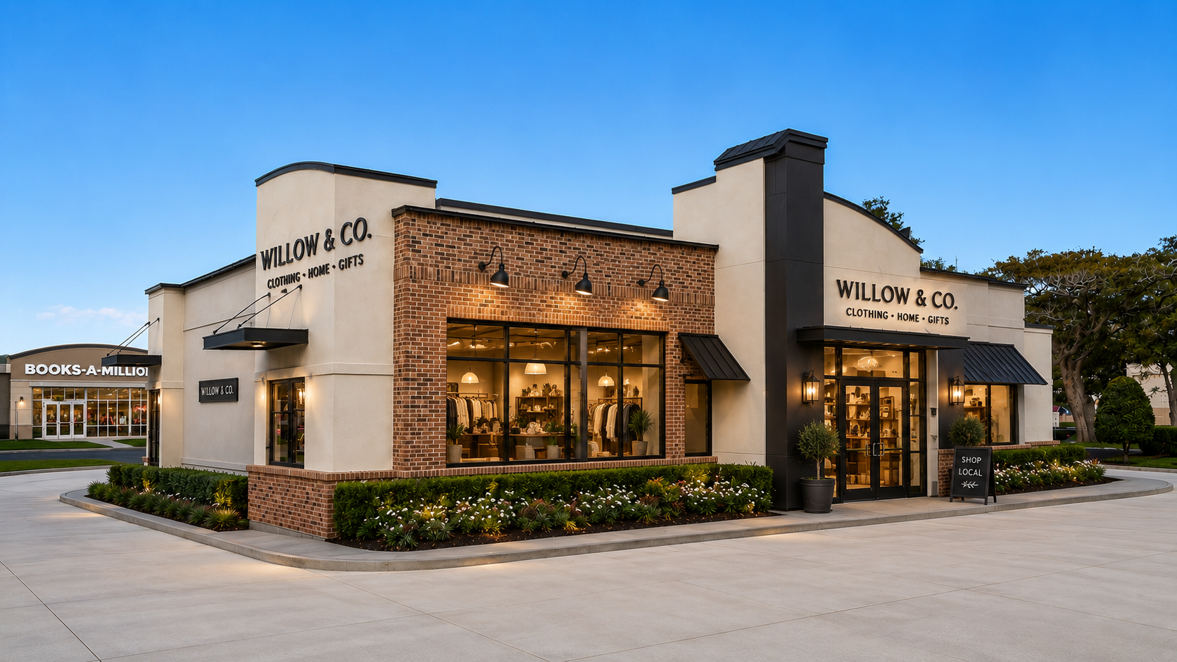 The same building staged as a retail boutique