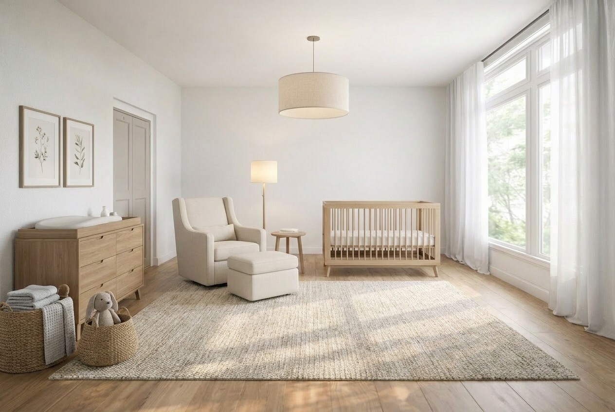 The same room staged as a nursery